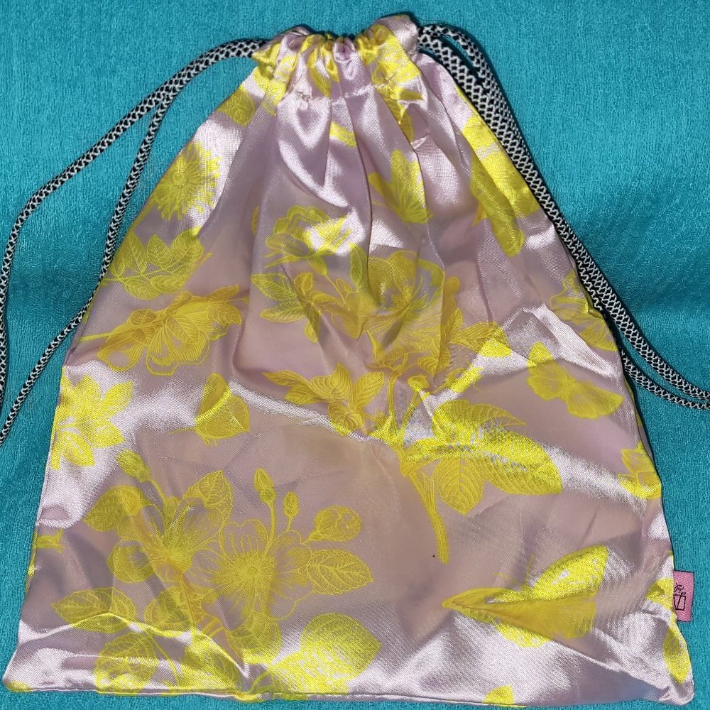 Lavender and Lime Green Draw String Satin Bag ~ Refreshments ~ NEW!